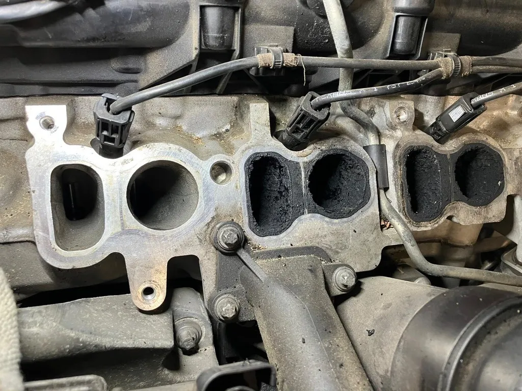 Work in progress: engine block after intake manifold removal.